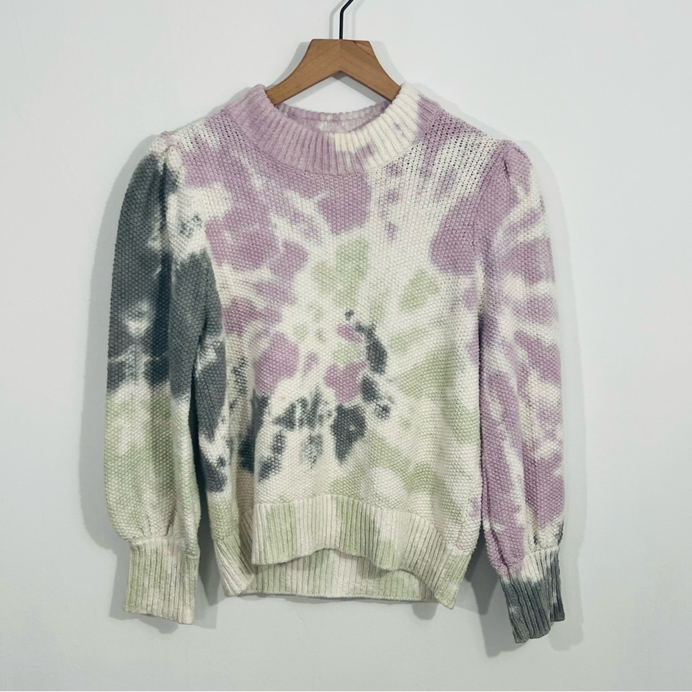 Madewell Tie Dye Waffle Knit Sweatshirt Cropped Crewneck Long Sleeve Cotton Med